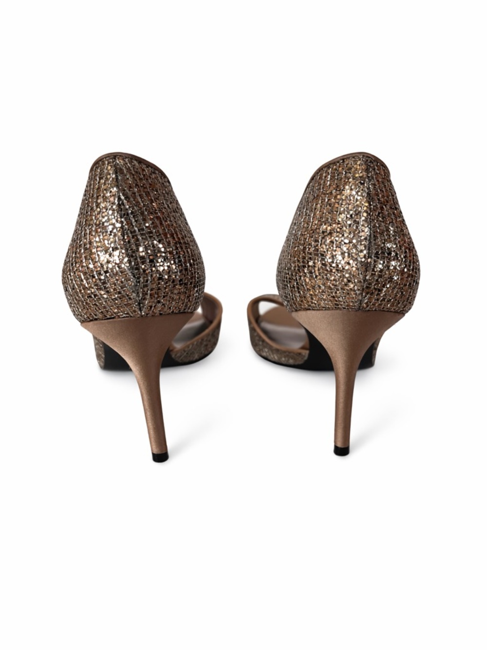 Nina Metallic Rose Gold Glitter Open-Toe Heels - Picture 2 of 3